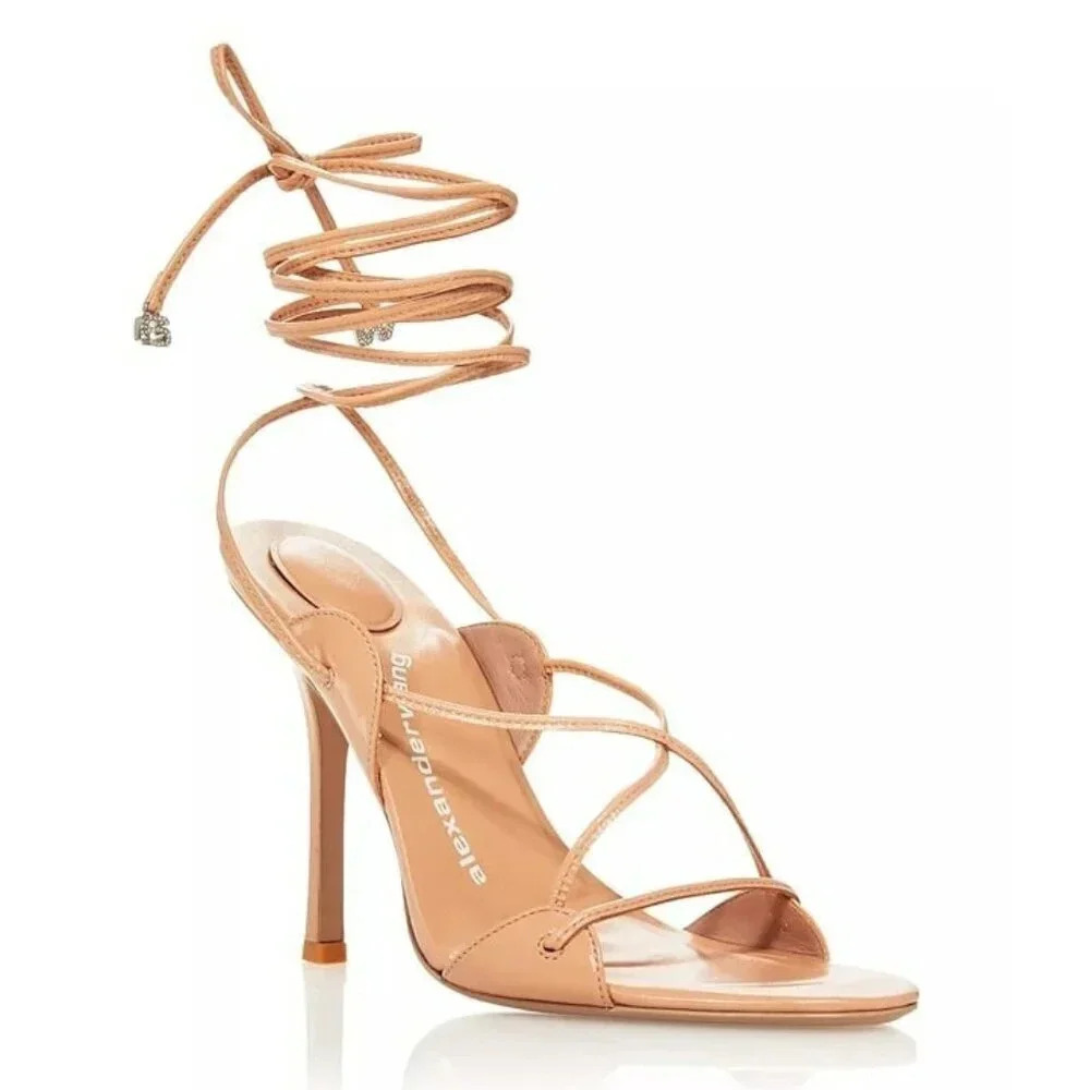 Alexander Wang Women's Lucienne 105 Ankle Tie Heel Sandals Size 38 (MSRP $595)